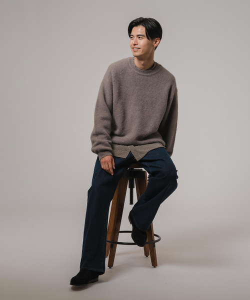 EDIFICE（エディフィス）の「スリアルパカミックス クルーネックニット（ニット/セーター・メンズ・グレー/ブラック/スカイブルー/ブルー系その他/ブラウン/ベージュ系その他/グリーン/ピンク・SMALL/MEDIUM/LARGE）」の10枚目の写真