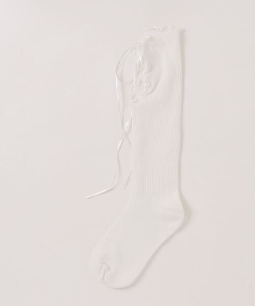 Mayree（メイリー）の「【urge select】レースアップ リブ ハイソックス（ソックス/靴下・レディース・ホワイト/ブラック・FREE）」の6枚目の写真