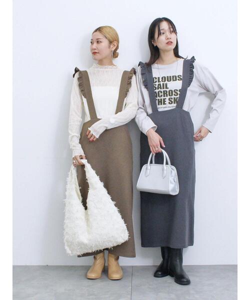 Samansa Mos2 blue（サマンサモスモスブルー）の「サス付ナロースカート（スカート・レディース・ブラック/モカ/グレー・F）」の18枚目の写真