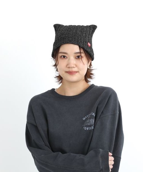 Manhattan Portage(マンハッタンポーテージ)の「Manhattan Portage/マンハッタンポーテージ ビーニー CAT EAR KNIT CAP MP297(ニットキャップ/ビーニー・メンズ・ブラック/ミックスグレー・FREE)」の10枚目の写真