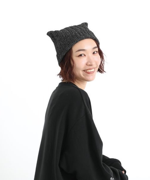 Manhattan Portage(マンハッタンポーテージ)の「Manhattan Portage/マンハッタンポーテージ ビーニー CAT EAR KNIT CAP MP297(ニットキャップ/ビーニー・メンズ・ブラック/ミックスグレー・FREE)」の11枚目の写真