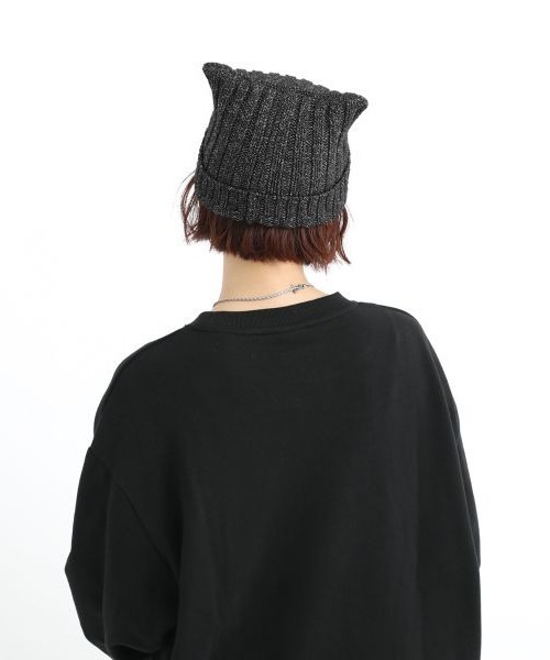 Manhattan Portage(マンハッタンポーテージ)の「Manhattan Portage/マンハッタンポーテージ ビーニー CAT EAR KNIT CAP MP297(ニットキャップ/ビーニー・メンズ・ブラック/ミックスグレー・FREE)」の12枚目の写真