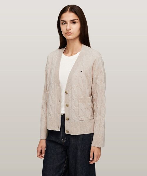 TOMMY HILFIGER(トミーヒルフィガー)の「ソフトウールケーブルカーディガン(カーディガン/ボレロ・レディース・マルチ/グレー/ネイビー/レッド・XX-SMALL/X-SMALL)」の19枚目の写真