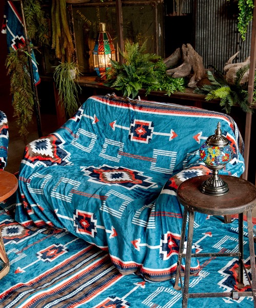 チャイハネ(チャイハネ)の「【チャイハネ】NOMADY ノマディブランケットXL(ブランケット・レディース・ブラック/カーキ/ナチュラル/ターコイズブルー/サンドベージュ/スカイブルー・FREE)」の5枚目の写真