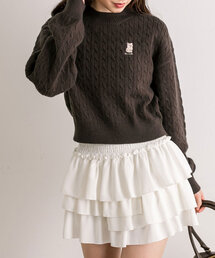 OLIVE des OLIVE | ネコ刺繍ケーブルハイネックニット(ニット/セーター)