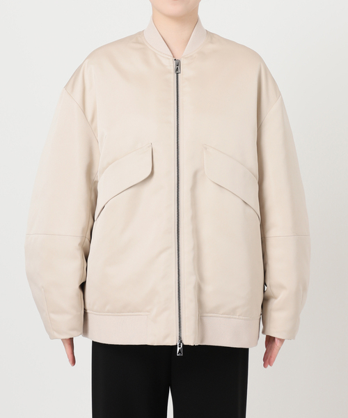 AP STUDIO(エーピーストゥディオ)の「【AHIRAIN/アイレイン】サテンボンバージャケット(ミリタリージャケット・レディース・アイボリー・FREE)」の3枚目の写真