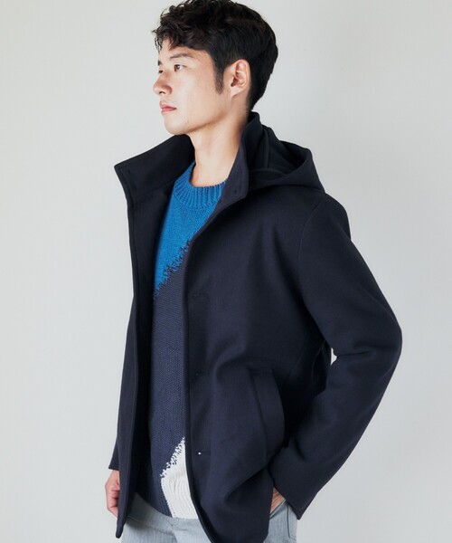 THE SHOP TK★メルトンスタンドフードコート L ネイビー タグ付き THE SHOP TK☆メルトンスタンドフードコート L ネイビー タグ付き