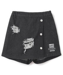 クラッシュ加工デニムスカパン