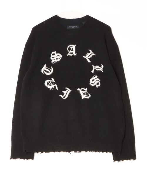 ALLSAINTS(オールセインツ)の「SCRIPTURE GOTHIC JACQUARD LOGO JUMPER | SCRIPTURE ゴシック ジャカード ロゴ ニット・セーター(ニット/セーター・メンズ・ブラック・S/XS/M/L/XL)」の8枚目の写真