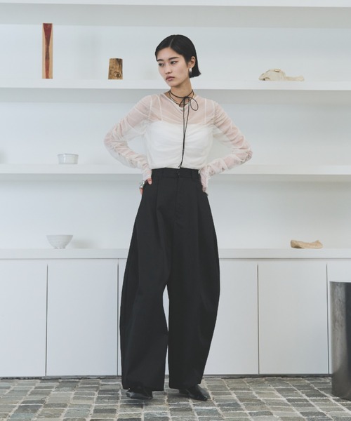 AIC.（エーアイシー）の「【再入荷】カーブシルエットタックパンツ（その他パンツ・レディース・ブラック/アイボリー/ダークカーキ・FREE）」の9枚目の写真