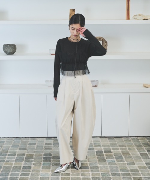 AIC.（エーアイシー）の「【再入荷】カーブシルエットタックパンツ（その他パンツ・レディース・ブラック/アイボリー/ダークカーキ・FREE）」の21枚目の写真