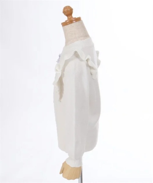 axes femme（アクシーズファム）の「リボンケーブル肩フリルニット（ニット/セーター・キッズ・キナリ/ミント・MEDIUM/LARGE/X-LARGE）」の4枚目の写真