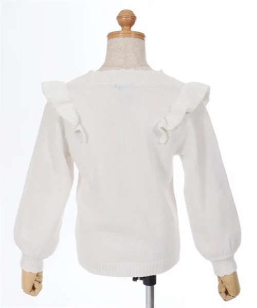 axes femme（アクシーズファム）の「リボンケーブル肩フリルニット（ニット/セーター・キッズ・キナリ/ミント・MEDIUM/LARGE/X-LARGE）」の5枚目の写真