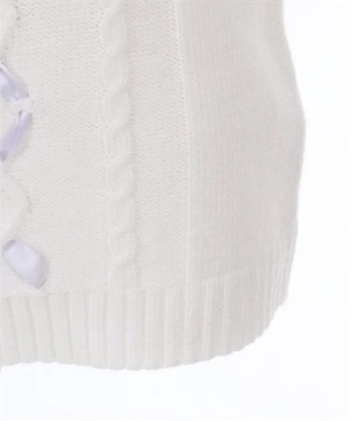 axes femme（アクシーズファム）の「リボンケーブル肩フリルニット（ニット/セーター・キッズ・キナリ/ミント・MEDIUM/LARGE/X-LARGE）」の7枚目の写真