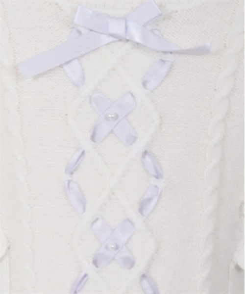 axes femme（アクシーズファム）の「リボンケーブル肩フリルニット（ニット/セーター・キッズ・キナリ/ミント・MEDIUM/LARGE/X-LARGE）」の8枚目の写真