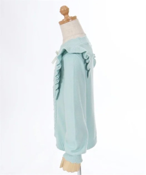 axes femme（アクシーズファム）の「リボンケーブル肩フリルニット（ニット/セーター・キッズ・キナリ/ミント・MEDIUM/LARGE/X-LARGE）」の14枚目の写真