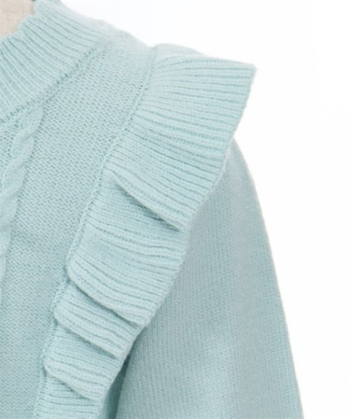 axes femme（アクシーズファム）の「リボンケーブル肩フリルニット（ニット/セーター・キッズ・キナリ/ミント・MEDIUM/LARGE/X-LARGE）」の18枚目の写真