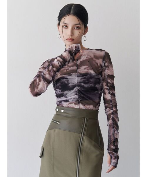 MURUA（ムルーア）の「シャーリングチュールトップス（Tシャツ/カットソー・レディース・ブルー/グレー/ブラック・FREE）」の10枚目の写真