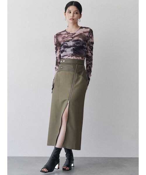 MURUA（ムルーア）の「シャーリングチュールトップス（Tシャツ/カットソー・レディース・ブルー/グレー/ブラック・FREE）」の5枚目の写真