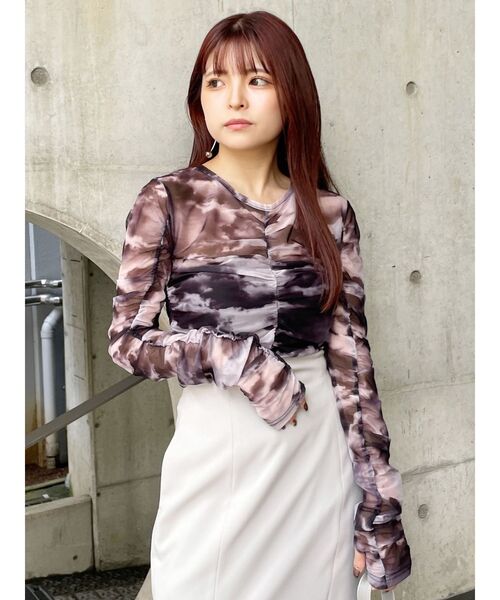 MURUA（ムルーア）の「シャーリングチュールトップス（Tシャツ/カットソー・レディース・ブルー/グレー/ブラック・FREE）」の18枚目の写真