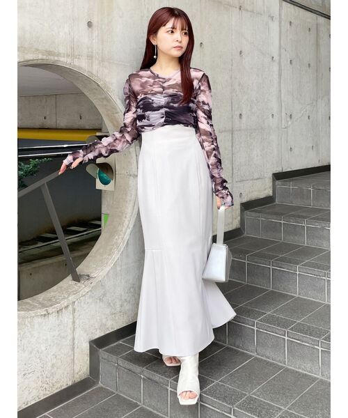 MURUA（ムルーア）の「シャーリングチュールトップス（Tシャツ/カットソー・レディース・ブルー/グレー/ブラック・FREE）」の21枚目の写真