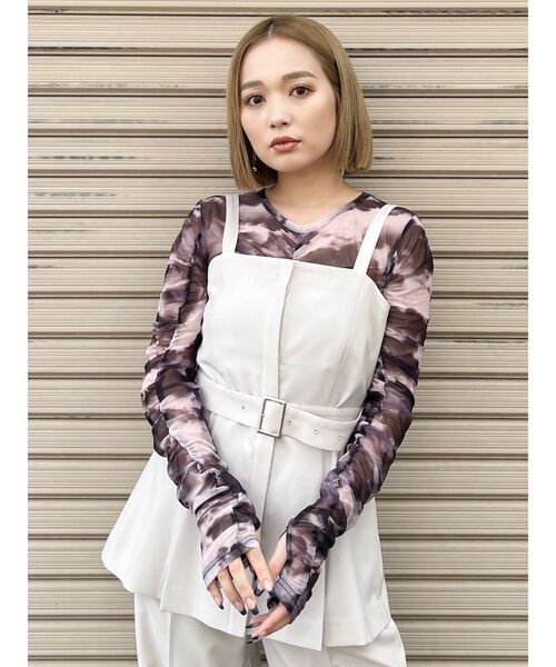 MURUA（ムルーア）の「シャーリングチュールトップス（Tシャツ/カットソー・レディース・ブルー/グレー/ブラック・FREE）」の22枚目の写真