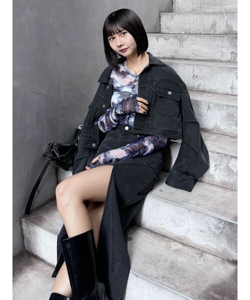 MURUA（ムルーア）の「シャーリングチュールトップス（Tシャツ/カットソー・レディース・ブルー/グレー/ブラック・FREE）」の16枚目の写真