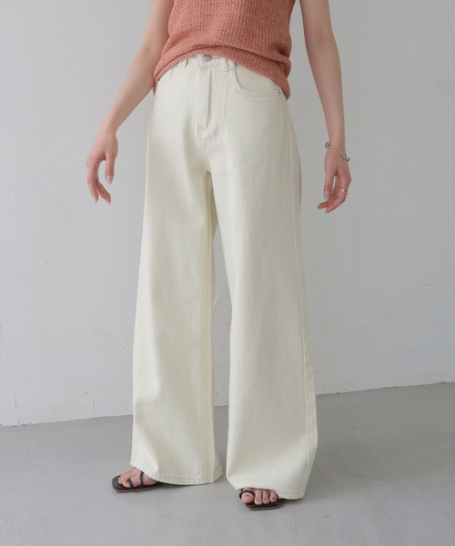 CLEIO（クレイオ）の「【CLEIO】ヴィンテージライクワイドデニムパンツ（デニムパンツ・レディース・アッシュグレー/ブラウン/アイボリー・SMALL/MEDIUM/LARGE）」の2枚目の写真