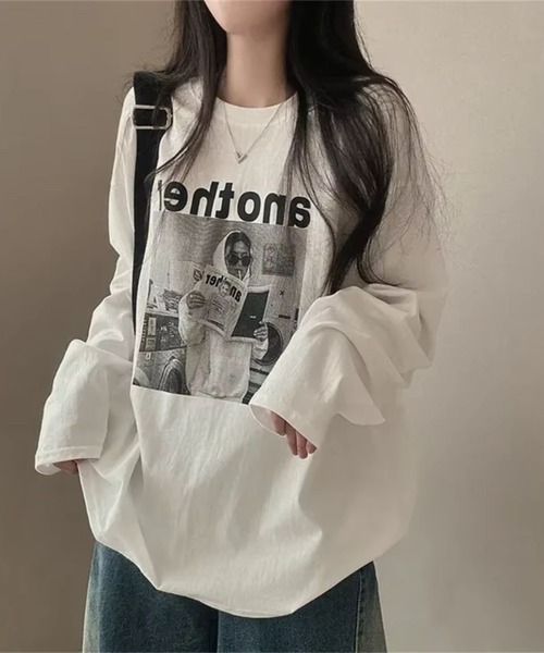 sevens(セブンズ)の「【sevens】anotherフォトプリントロンT(Tシャツ/カットソー・レディース・ホワイト/ブラック・FREE)」の4枚目の写真