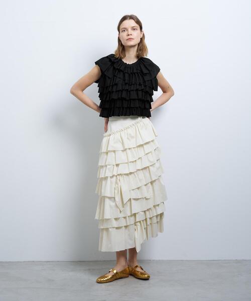 LANVIN en Bleu（ランバンオンブルー）の「ランダムフリルカットソー（シャツ/ブラウス・レディース・ブラック/オフホワイト/オレンジ・38）」の11枚目の写真