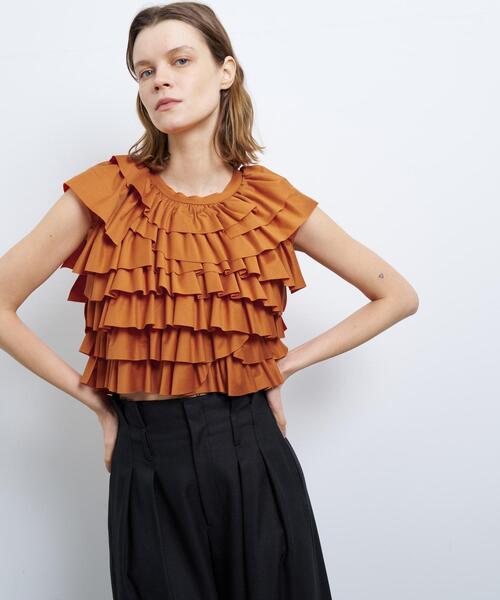 LANVIN en Bleu（ランバンオンブルー）の「ランダムフリルカットソー（シャツ/ブラウス・レディース・ブラック/オフホワイト/オレンジ・38）」の17枚目の写真