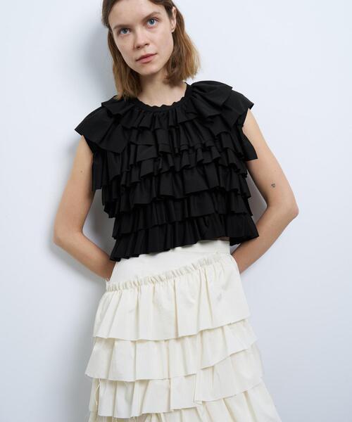 LANVIN en Bleu（ランバンオンブルー）の「ランダムフリルカットソー（シャツ/ブラウス・レディース・ブラック/オフホワイト/オレンジ・38）」の21枚目の写真