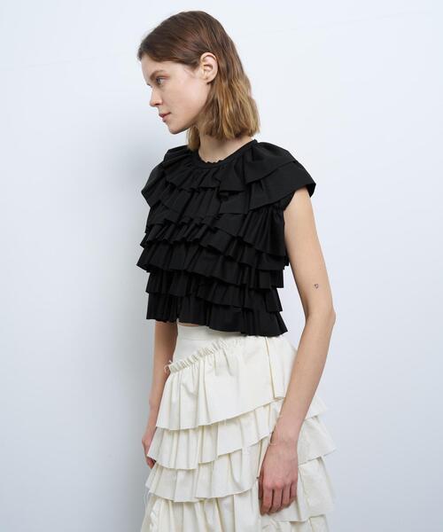 LANVIN en Bleu（ランバンオンブルー）の「ランダムフリルカットソー（シャツ/ブラウス・レディース・ブラック/オフホワイト/オレンジ・38）」の22枚目の写真