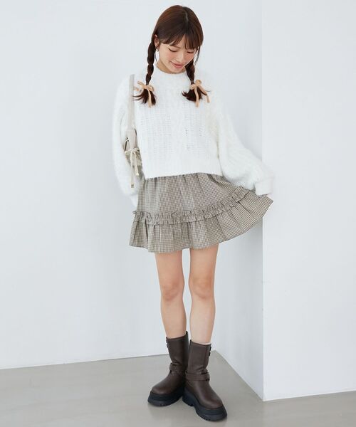 MAJESTIC LEGON(マジェスティックレゴン)の「プチフリルギャザーミニスカパン(スカート・レディース・ベージュ系その他2/ホワイト系その他/ホワイト系その他2・MEDIUM)」の21枚目の写真