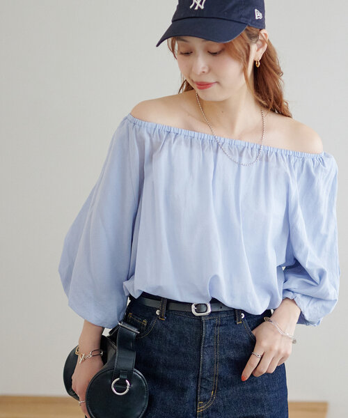 コットンシアーオフショルブラウス5分袖（シャツ/ブラウス）｜DISCOAT