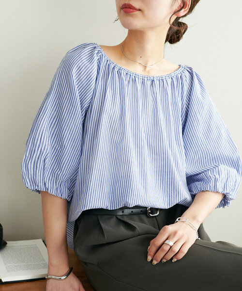 コットンシアーオフショルブラウス5分袖（シャツ/ブラウス）｜DISCOAT