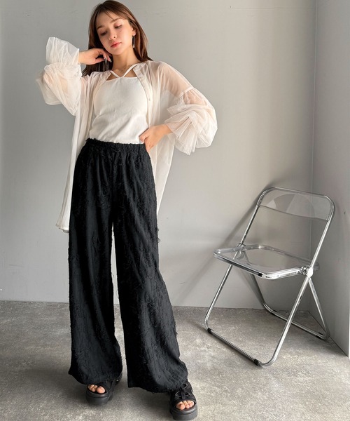 mily bilet(ミウィビレット)の「【mily bilet】旬なおしゃれダメージ加工。クラッシュジャガードワイドイージーパンツ(その他パンツ・レディース・チャコールグレー/ブラック・MEDIUM/LARGE/X-LARGE/SMALL)」の10枚目の写真