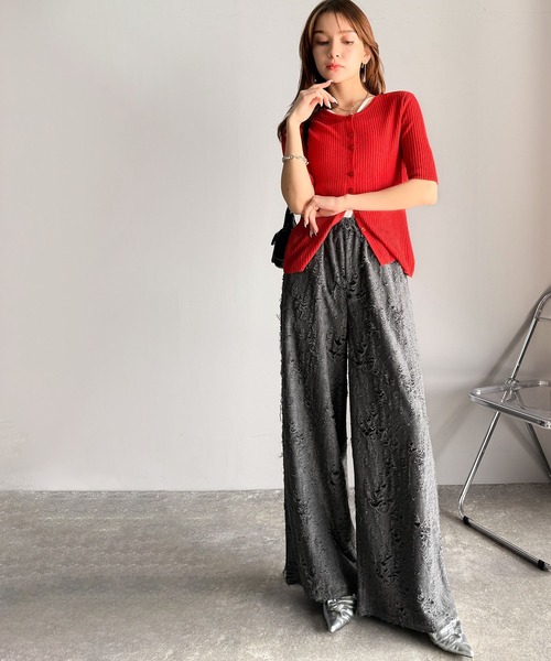 mily bilet(ミウィビレット)の「【mily bilet】旬なおしゃれダメージ加工。クラッシュジャガードワイドイージーパンツ(その他パンツ・レディース・チャコールグレー/ブラック・MEDIUM/LARGE/X-LARGE/SMALL)」の22枚目の写真