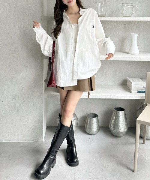 U.S. POLO ASSN.（ユーエスポロアッスン）の「Ada.別注// U.S. POLO ASSN ビッグサイズ ボリュームスリーブ ギンガムチェック シャツ（シャツ/ブラウス・レディース・ピンク/ネイビー/オレンジ/ブラック/チャコール/ホワイト/サックスブルー・M/L）」の18枚目の写真