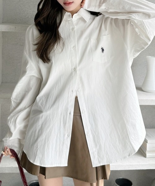 U.S. POLO ASSN.（ユーエスポロアッスン）の「Ada.別注// U.S. POLO ASSN ビッグサイズ ボリュームスリーブ ギンガムチェック シャツ（シャツ/ブラウス・レディース・ピンク/ネイビー/オレンジ/ブラック/チャコール/ホワイト/サックスブルー・M/L）」の9枚目の写真