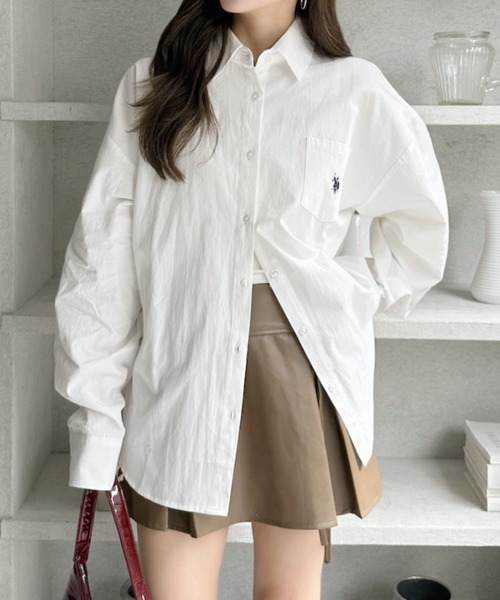 U.S. POLO ASSN.（ユーエスポロアッスン）の「Ada.別注// U.S. POLO ASSN ビッグサイズ ボリュームスリーブ ギンガムチェック シャツ（シャツ/ブラウス・レディース・ピンク/ネイビー/オレンジ/ブラック/チャコール/ホワイト/サックスブルー・M/L）」の14枚目の写真