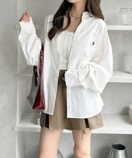 U.S. POLO ASSN.（ユーエスポロアッスン）の「Ada.別注// U.S. POLO ASSN ビッグサイズ ボリュームスリーブ ギンガムチェック シャツ（シャツ/ブラウス・レディース・ピンク/ネイビー/オレンジ/ブラック/チャコール/ホワイト/サックスブルー・M/L）」の13枚目の写真