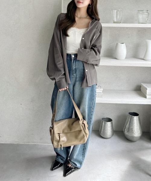 U.S. POLO ASSN.（ユーエスポロアッスン）の「Ada.別注// U.S. POLO ASSN ビッグサイズ ボリュームスリーブ ギンガムチェック シャツ（シャツ/ブラウス・レディース・ピンク/ネイビー/オレンジ/ブラック/チャコール/ホワイト/サックスブルー・M/L）」の12枚目の写真