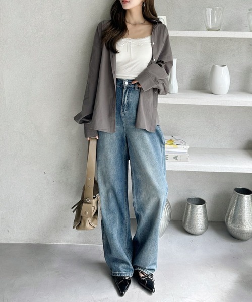 U.S. POLO ASSN.（ユーエスポロアッスン）の「Ada.別注// U.S. POLO ASSN ビッグサイズ ボリュームスリーブ ギンガムチェック シャツ（シャツ/ブラウス・レディース・ピンク/ネイビー/オレンジ/ブラック/チャコール/ホワイト/サックスブルー・M/L）」の8枚目の写真