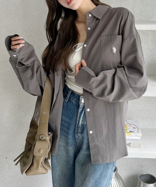 U.S. POLO ASSN.（ユーエスポロアッスン）の「Ada.別注// U.S. POLO ASSN ビッグサイズ ボリュームスリーブ ギンガムチェック シャツ（シャツ/ブラウス・レディース・ピンク/ネイビー/オレンジ/ブラック/チャコール/ホワイト/サックスブルー・M/L）」の20枚目の写真