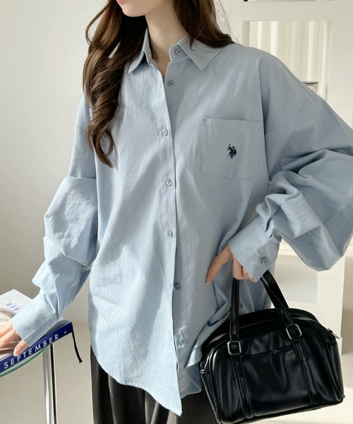 U.S. POLO ASSN.(ユーエスポロアッスン)の「Ada.別注// U.S. POLO ASSN ビッグサイズ ボリュームスリーブ ギンガムチェック シャツ(シャツ/ブラウス・レディース・ピンク/ネイビー/オレンジ/ブラック/チャコール/ホワイト/サックスブルー/イエロー・M/L)」の22枚目の写真