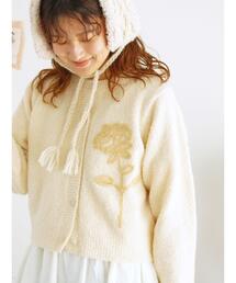 Samansa Mos2 | ◎ブークレ刺繍ニットカーディガン(カーディガン/ボレロ)