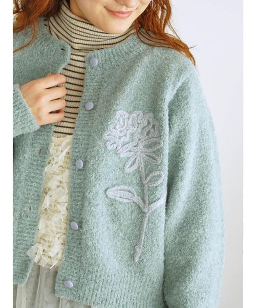 Samansa Mos2（サマンサ モスモス）の「◎ブークレ刺繍ニットカーディガン（カーディガン/ボレロ・レディース・ピンク/ミント/チャコールグレー/キナリ・F）」の3枚目の写真