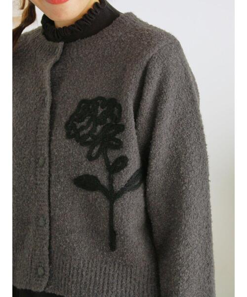 Samansa Mos2（サマンサ モスモス）の「◎ブークレ刺繍ニットカーディガン（カーディガン/ボレロ・レディース・ピンク/ミント/チャコールグレー/キナリ・F）」の8枚目の写真