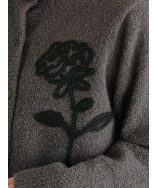 Samansa Mos2（サマンサ モスモス）の「◎ブークレ刺繍ニットカーディガン（カーディガン/ボレロ・レディース・ピンク/ミント/チャコールグレー/キナリ・F）」の9枚目の写真